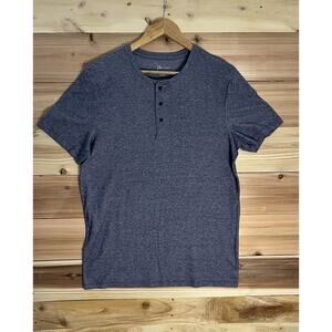 Marc Anthony Mens L Henley T Shirt Gray Short Sleeve Casual